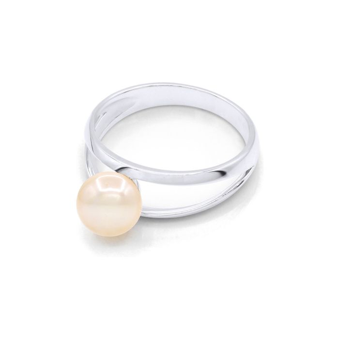 Bague - Pearls & Colors - Perle de Culture d'Eau Douce 8-9 mm Bouton - Perle Rose - Argent 925 - Qualité AAA+ - Femme