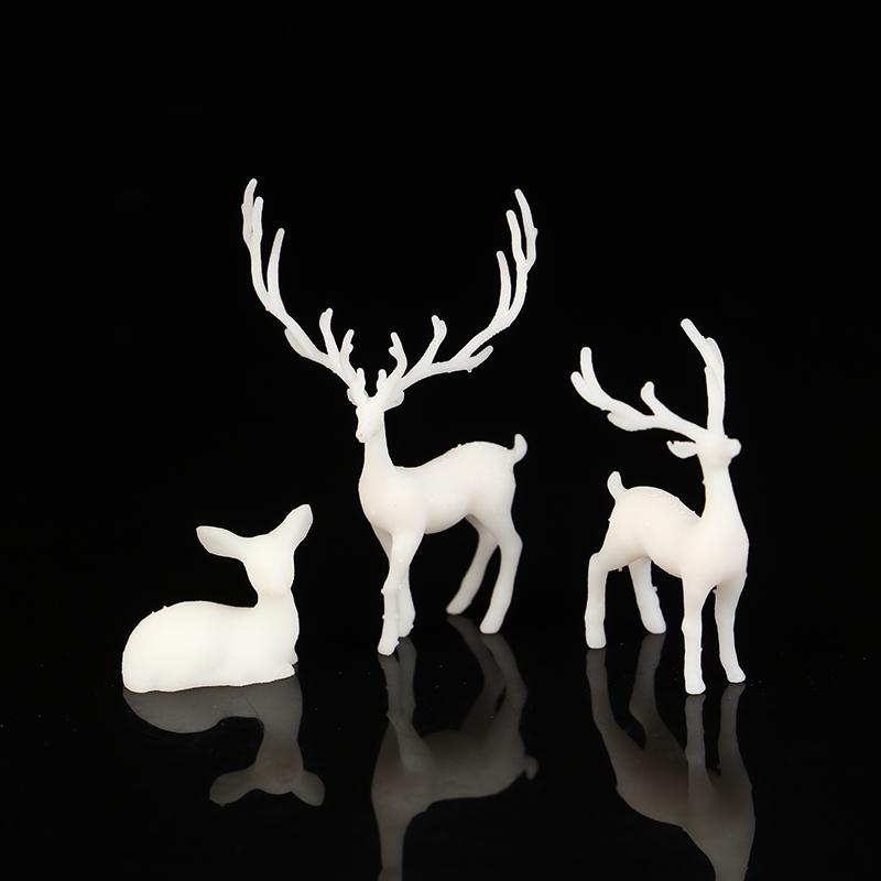 1Pc Mini Resin Deer Christmas Forest Elk White Dessert Table Decor Merry Christmas Decor For Home Kids Year Gift KTY