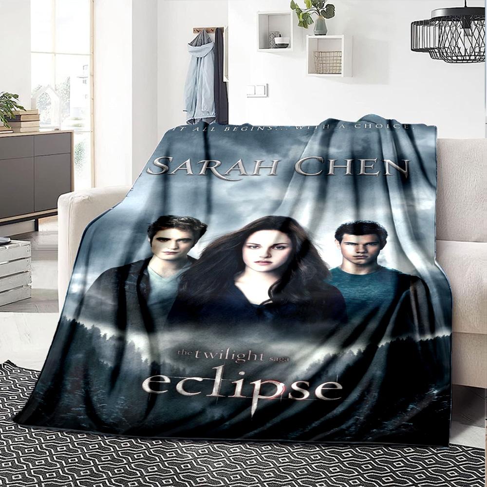 Name Custom Twilight Poster Print Flannel Blanket High Quality Warm Comfortable Cover for All Seasons Perfect for Gifts Home Decor