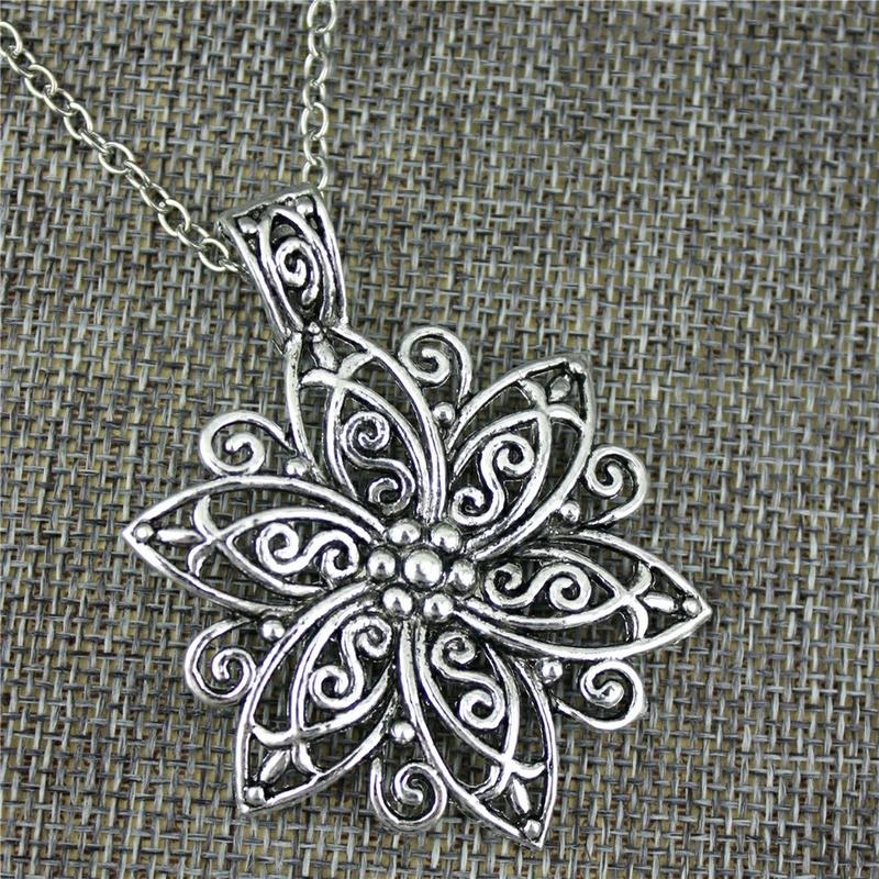 Fashion Simple Antique Big Flower Pendant Necklace Shaped Alloy Pendant