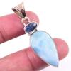 Natural Republic Larimar,Kyanite 925 Solid Sterling Silver Gift Pendant 2" F2b34