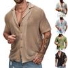 European And American Men'S Summer Cool Shirt Men'S Casual Knitted Sweater Hollow Breathable Short Sleeve Lapel Fashion Men'S Clothing