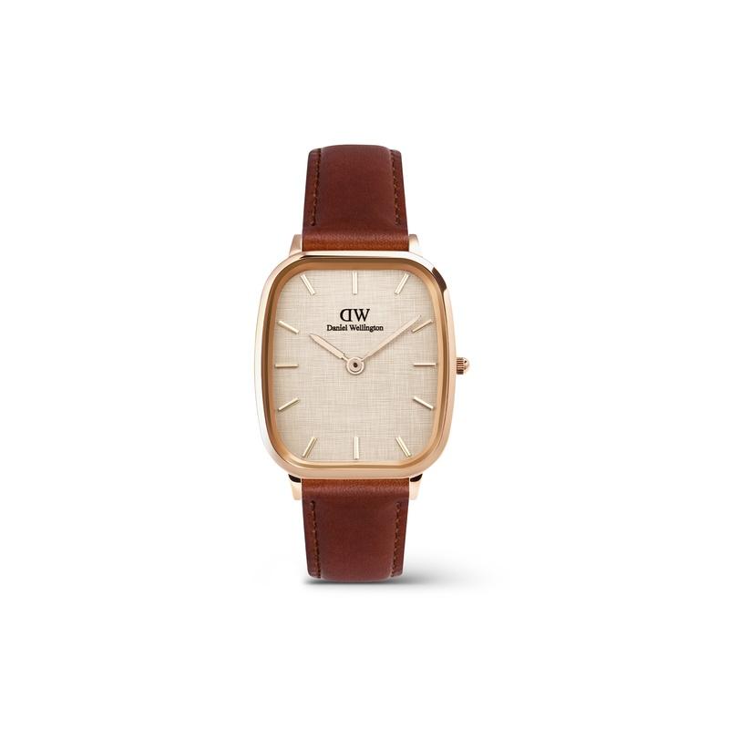 Daniel Wellington Style Series Watch Quartz Movement Leather Strap Beige Dial Men's Watch Simple Retro Waterproof DW00100813