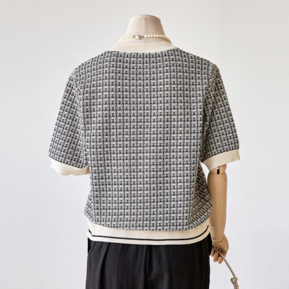 Customable Sasha Tweed Short Sleeve Knit T2508kn107c