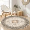 Living Room Circular Carpet Persia Decoration Sofa Area Table Chair Mat Non-slip Retro Taupe Home Bedroom Cloakroom Rug Washable