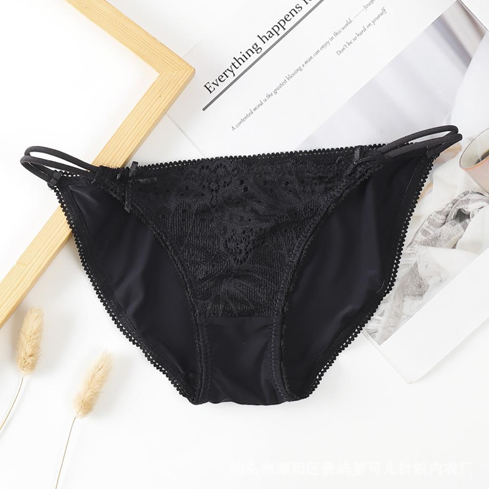 Soft Transparent Bandage Bow G-string Low-waist Women Thong Sexy Briefs Lace Panties Lingerie