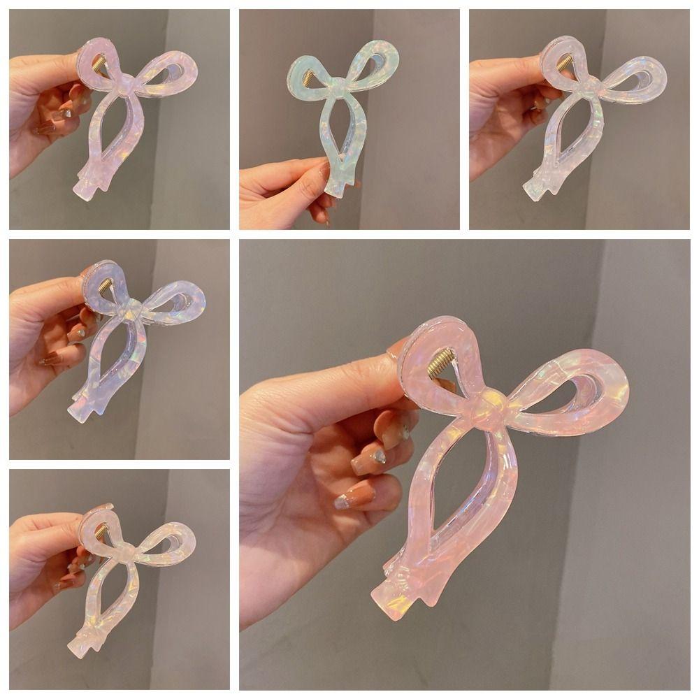Colorful Acetate Grab Clip Korean Style Large Shark Clip Elegant Bow Hair Claw  Ladies
