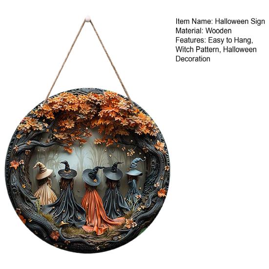 Halloween Witches Sign Gothic Witches Theme Hanging Decoration Forest Witches Sign for Doors Walls Windows Home Party Decor
