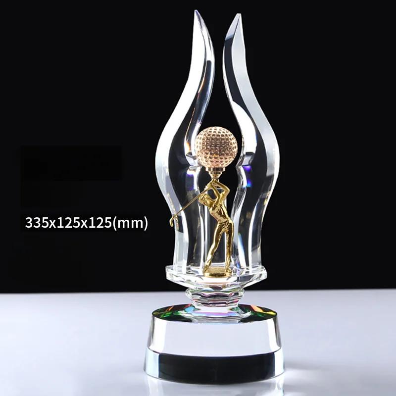 Customized High-End Sports Golf Crystal Trophy, One shot Hole, Competition Award Medal, New Home Decoration, Free Engraving, 1Pc