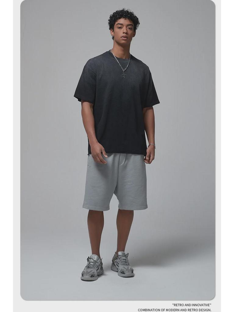 ARTIE Men's Niche Trend Spray-Dye Distressed Short Sleeve T-shirt - 2024 Spring/Summer Collection