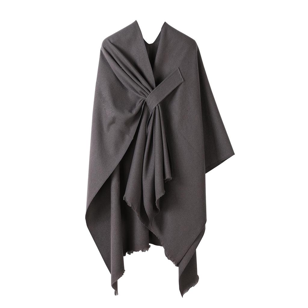 Европейский и американский однотонный плащ-накидка из искусственного кашемира - Женский осенне-зимний теплый шарф-верхняя одежда