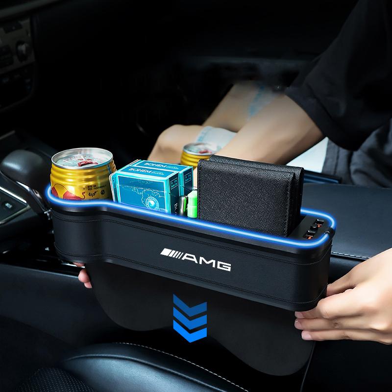 Car Seat Gap Organizer USB Charging Multifunction Storage Box For Mercedes Benz AMG A B C E G CLA W211 W203 W204 C260 E300L A200