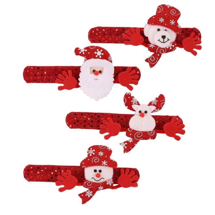 Animal Patterned Christmas Slap Bracelets Festival Slap Wristband for Christmas Celebration Durable Fabric Home Ornament