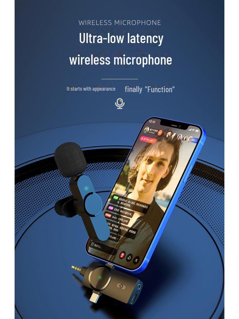 Беспроводной петличный микрофон для мобильных устройств: Шумоподавление, низкая задержка, идеально подходит для прямых трансляций на открытом воздухе