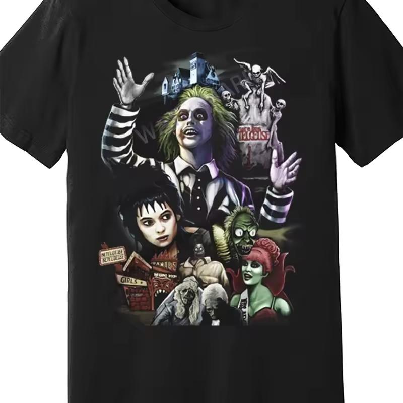 Movie Pattern T-shirt, 100% Pure Cotton Round Neck T-shirt, All Season Men's and Women's Pure Cotton Casual Fashion Streetwear