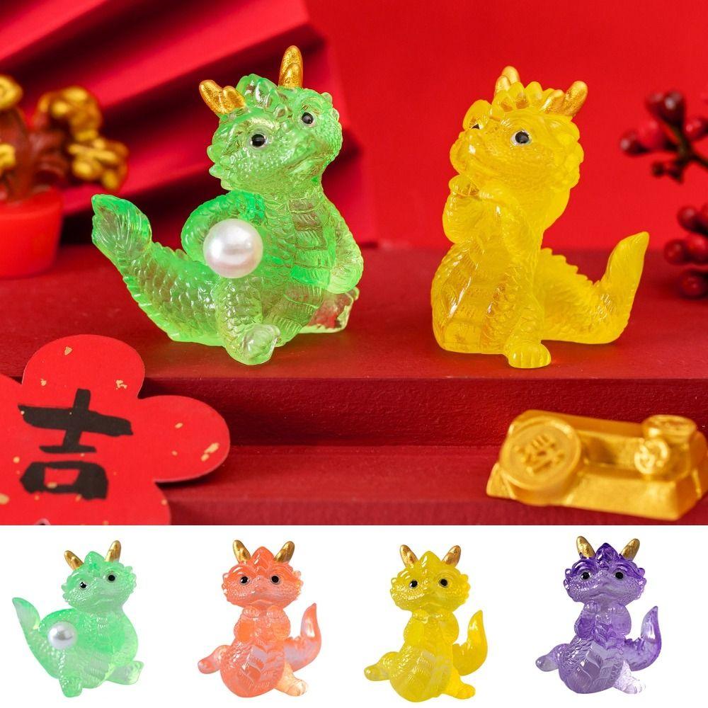 Cartoon Transparent Resin Dragon Ornaments Small Auspicious Dragons Dragon Figurine  Home