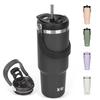 SKIASE Tumbler with 900ml Water Large Capacity Water Vacuum Keeps Hot or Wide Direct with Perfect for Outdoor Black Straw, Bottle, Bottle, Insulated,