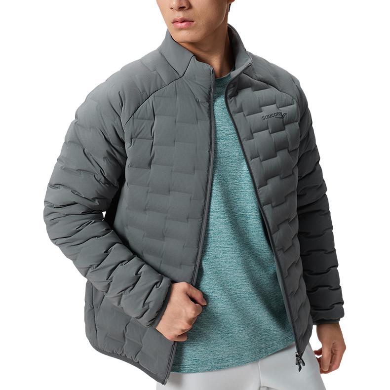 Men's Saucony 1898 Down Jackets Men's Cold Iron Ash Stand Collar Moderate