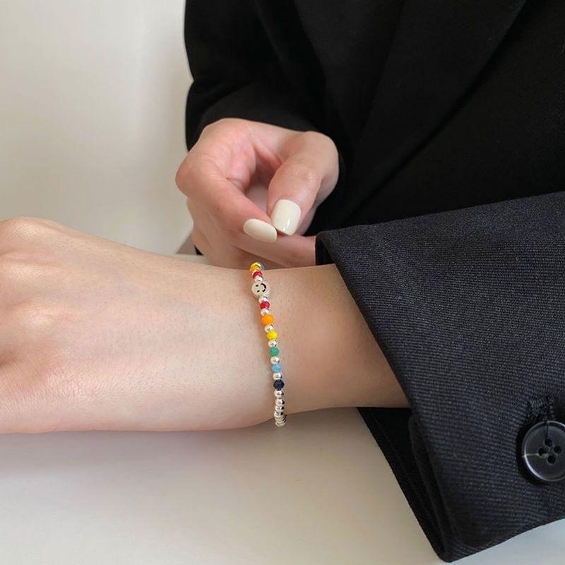 Милый радужный браслет со смайликом Простая мода для женщин Украшение для дружбы