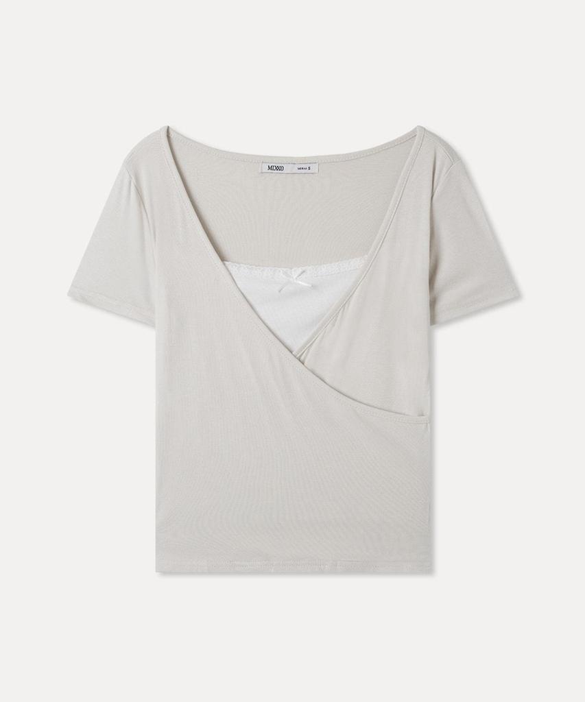 MIXXO Wrap Layered Short Sleeve T-Shirt Re Lwg44Ss_Miwhwg75Qs