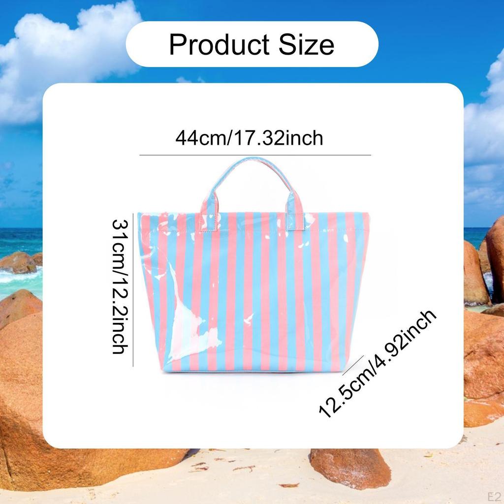 Beach Case PVC Stripe Work Tote for Vacation Errands Gym Traveling