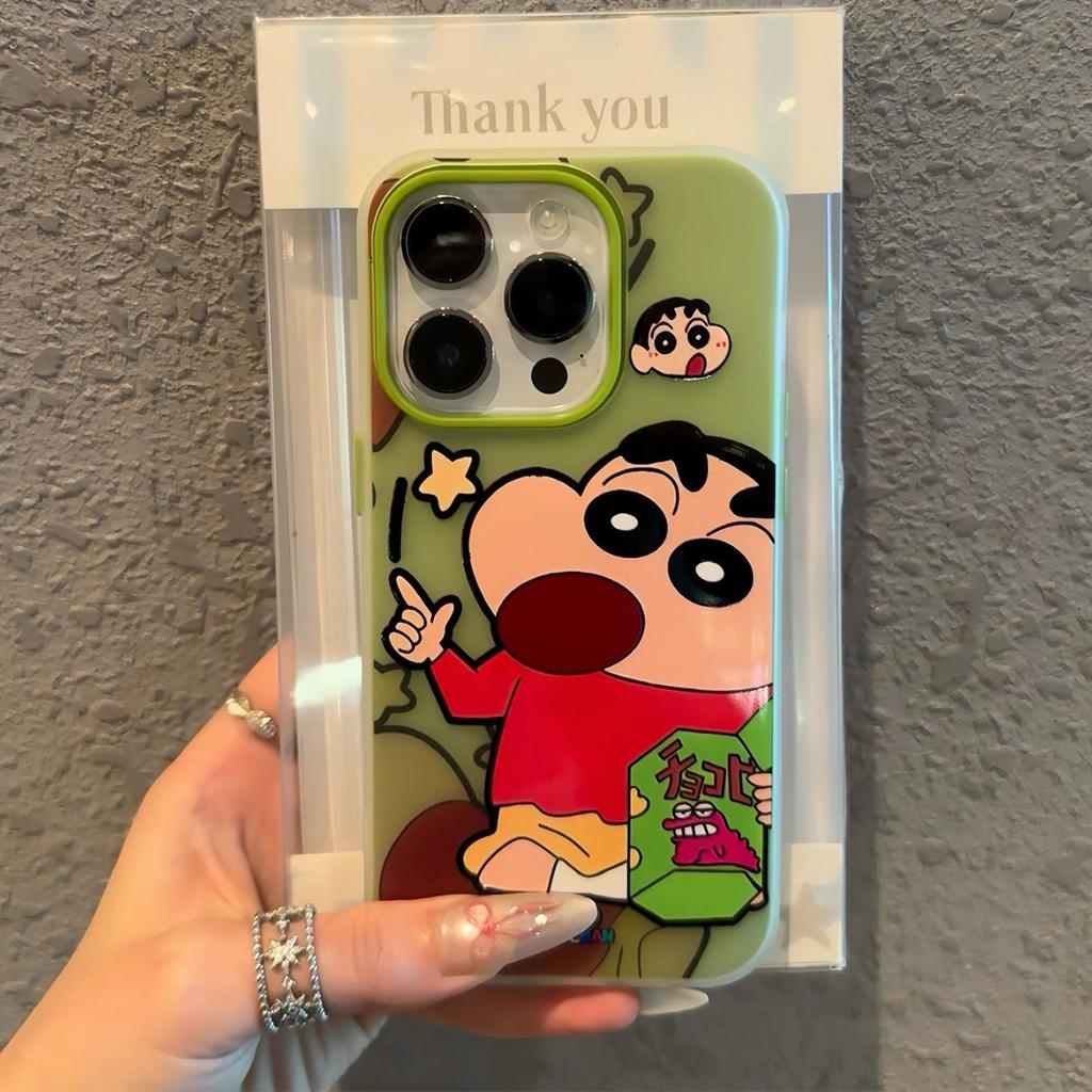 Jelly 2-in-1 Mobile Phone Case Rainbow Crayon Shin-chan Cute Cartoon Girl Birthday Korean Ins Style Mobile Phone Case
