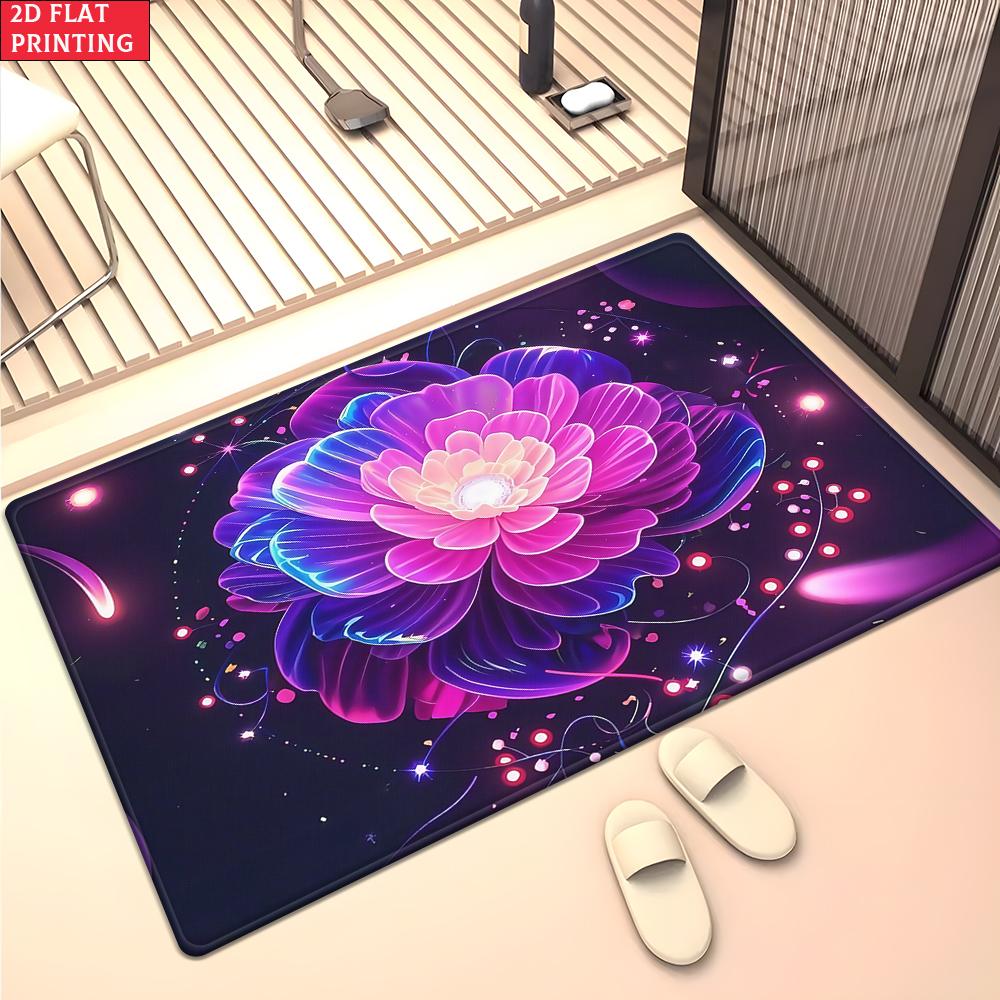Aesthetic Butterfly Galaxy Floral Area Rug,Colorful Swirl Flower Carpet for Living Room, Boho Floor Mat for Bedroom Decor