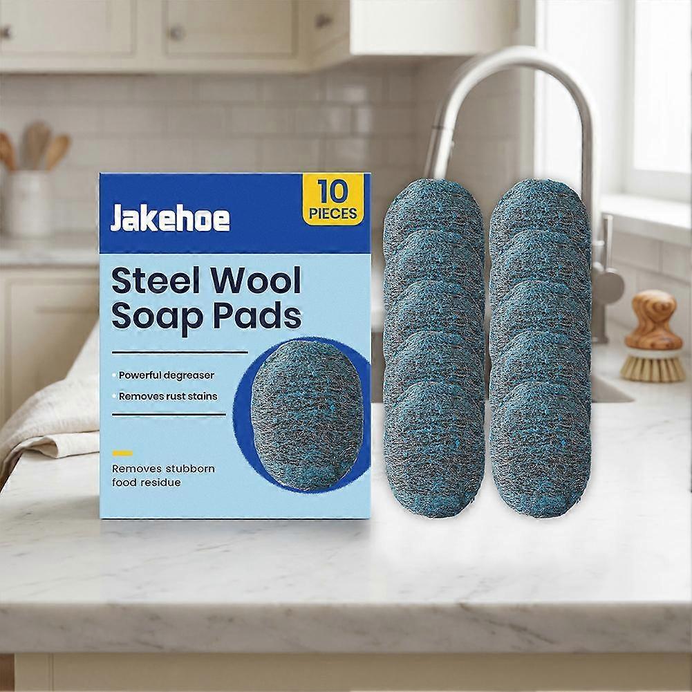 Steel Wool Soap Pads,Reusable Cuts Grease and Removes Rust- 10Pcs/Box
