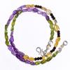 Natural Amethyst Peridot Citrine Gemstone Smooth Beads Necklace 17" UB-4523 UB-4523