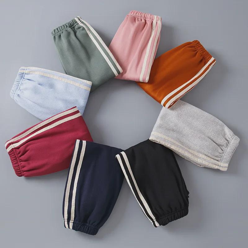 Children's Velvet Lined Casual Pants - Solid Color, Thickened Sports Trousers for Boys and Girls, Fall/Winter Wear