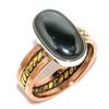 Natural Pyrite Agate Gemstone Two Tone 925 Sterling Silver Gift Ring S.10 G2a14