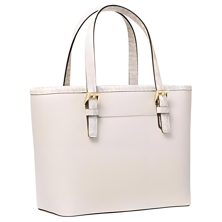 Michael Kors Jet Set Travel Сумка-тоут из холста с покрытием и полированным кулоном с логотипом Signature Женские сумки-тоут Белый 35H3GTVT0L-0213