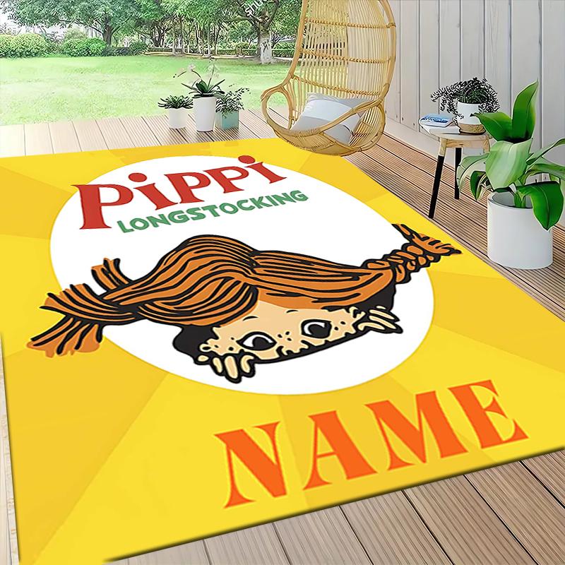 Custom Name Pippi Horse Adventure Carpet Rug Customizable Soft Washable Anti-Slip Home Living Room Sofa Mats Personalized Rug. 0909326