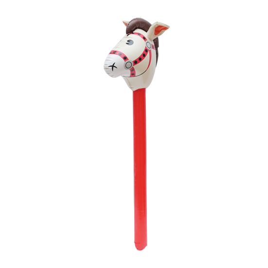 Inflatable Horse Head Stick 37" Party Prop for Kids' Races Photos PVC Horse Stick Carnival Toy for Horse Themed Events Birthdays
