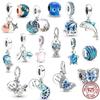 New 925 Sterling Silver Blue Butterfly Scaled Fish Wave Turtle Charm Bead Fit Original Fasion Bracelet &Necklace Women Jewelry