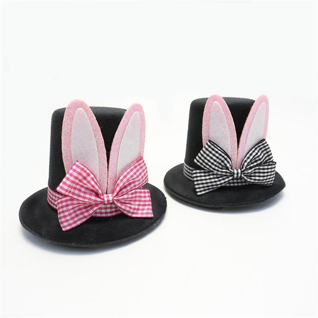 Головной убор для макияжа на Пасху Шляпа-шпилька Клетчатая шляпа с бантом и ушками