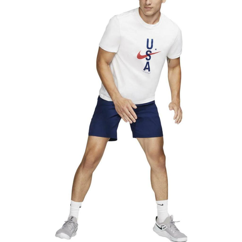 Nike T Shirts Men's White Crew Neck Moderate Straight Fit CK0455-100