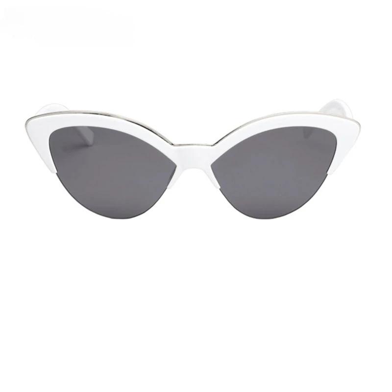 Vintage White Cat Eye Sunglasses Women Fashion Small Half Frame Eyewear Travel Sexy Sun Glasses
