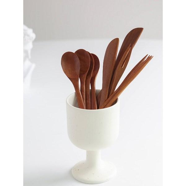 Nicot Wood Popo Teaspoon, 4 Pieces, Korean Popular Tableware