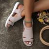 2025 Foreign Trade Large Size Flat Bottom European and American Style Knitted Rhinestone Sandals Women's Elastic Fly Knitting Casual Sandals Women