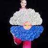 Multi-layered Yangko Performance Fan Bamboo Frame Flower Folding Fan Peony Petal Dancing Fan  Gift