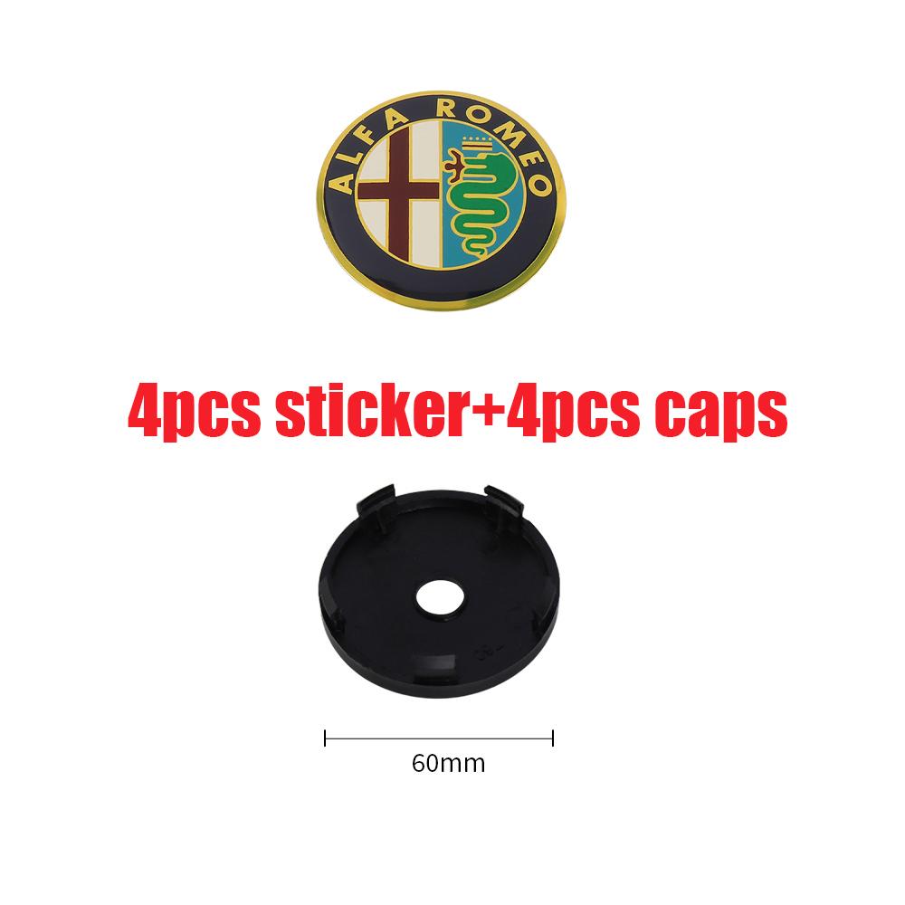 OUVKF1 4Pcs For Alfa Romeo Giulietta 147 Giulia Spider GT MiTo Stelvio 159 TZ3 Car Wheel Center Hub Caps Sticker Badge Tire Rim Covers