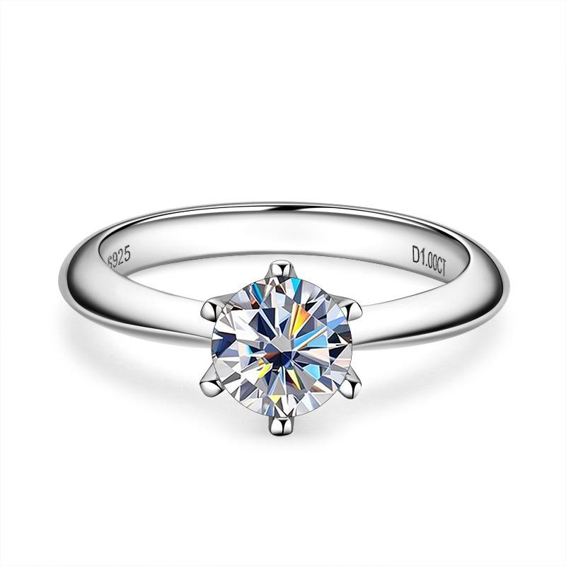 Bague Ringen Роскошные 100% настоящие 5-каратные кольца с муассанитом и бриллиантами для женщин, свадебные кольца из серебра 925 пробы, классические круглые ювелирные изделия, подарок с GRA