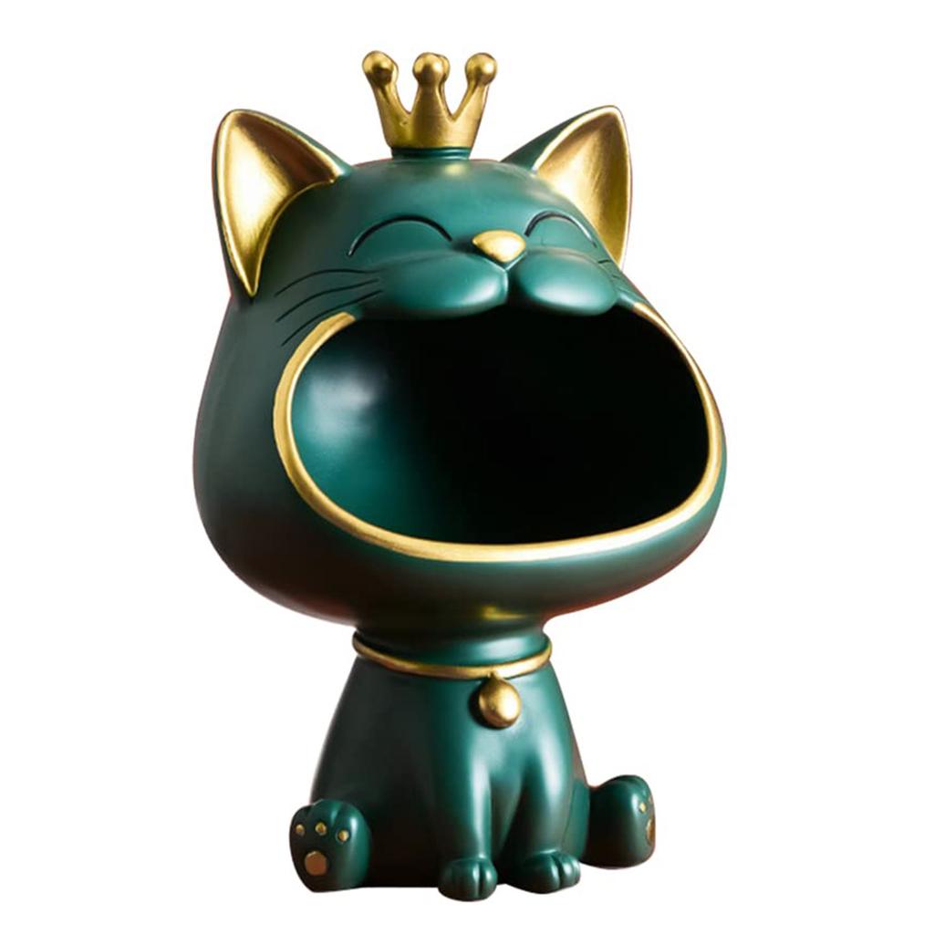 Статуэтка счастливого кота, украшение для стола, смоляная коробка для ключей со смеющимся котом, креативный контейнер для мелких предметов, милые аксессуары для хранения на рабочем столе