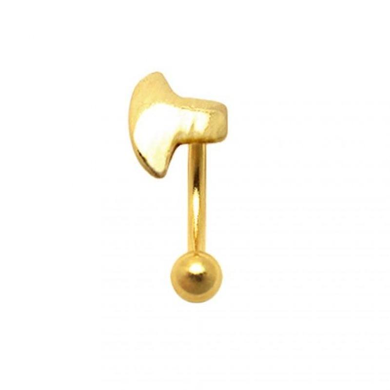 KODY PIERCING Пирсинг брови топором из 18-каратного золота с шариком - качественный пирсинг