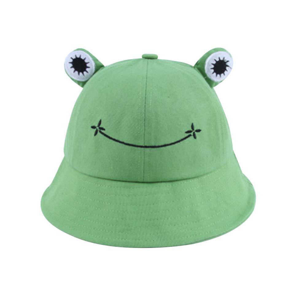 Cute Adjustable Cotton Embroidery Frog Women Fisherman's hat Visors Hat Bucket cap Sun Hat