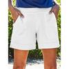 Women's Summer New Solid Color Cotton and Linen Women's Pocket Casual Shorts