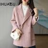 Women's Autumn and Winter Fashion Loose Thin Versatile Tweed Medium-length Jacket