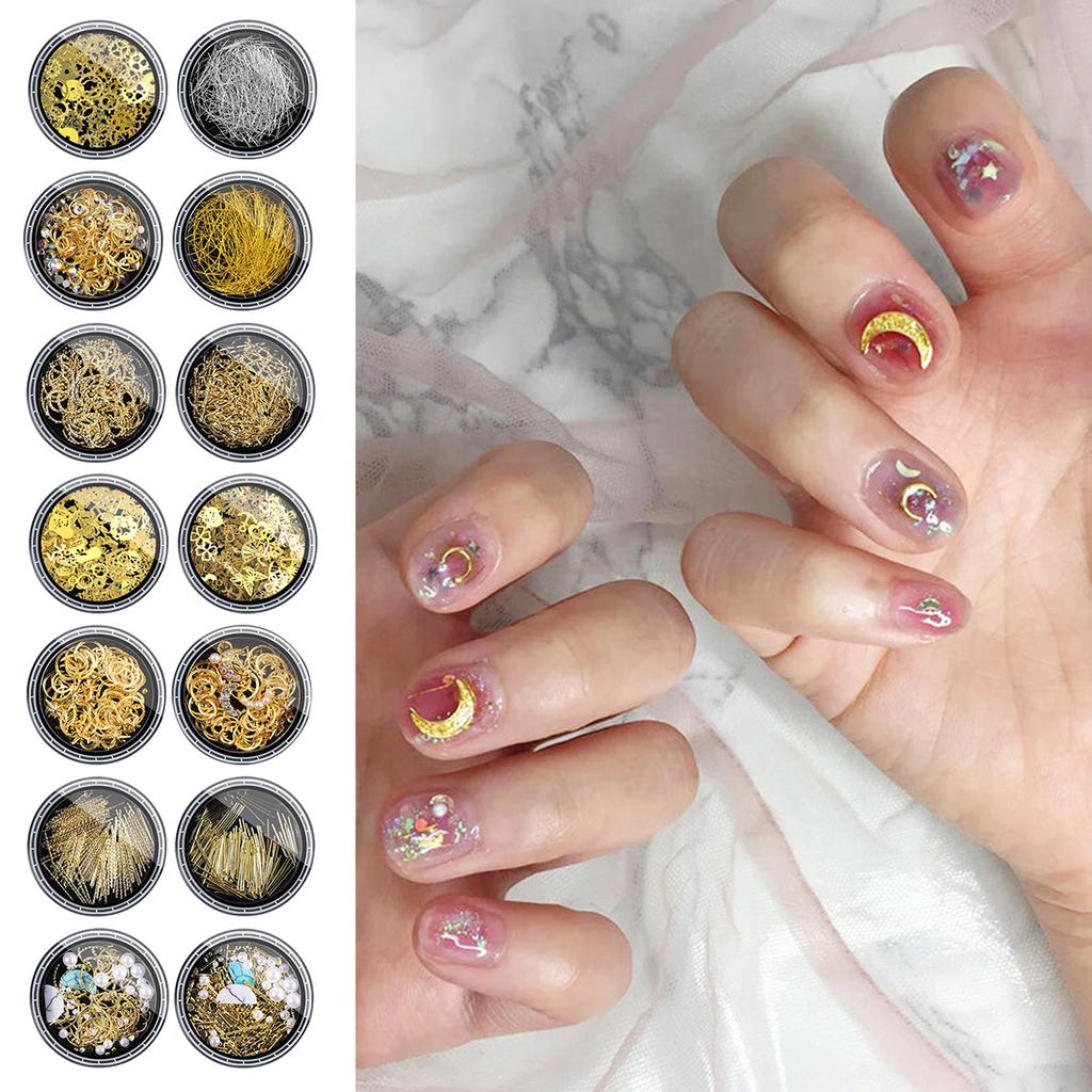 Star Moon Nail Charms Nail Rhinestones Nail Art Charms Punk Rivet Nail Gems Manicure Supplies DIY Nail Art Decorations