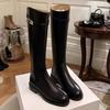 Women's 2025 Autumn/Winter Round Toe Knee-High Knight Boots with Thick Soles and Wide Calf In Popular Long Boot Style